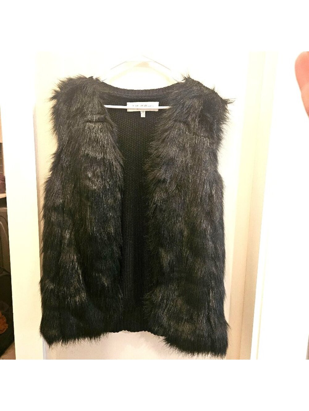 Sebby Collection Black Faux Fur knit  Vest  XL